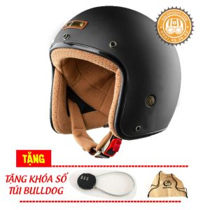 Nón bảo hiểm 3/4 Bulldog Perro 4U (tặng khóa số, balo rút, tem phản quang)