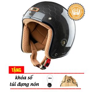 Mũ bảo hiểm 3/4 Bulldog Heli Carbon Tem Medusa Tổ Ong