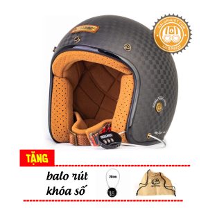 Mũ bảo hiểm 3/4 Bulldog Heli Carbon Tem Rubik