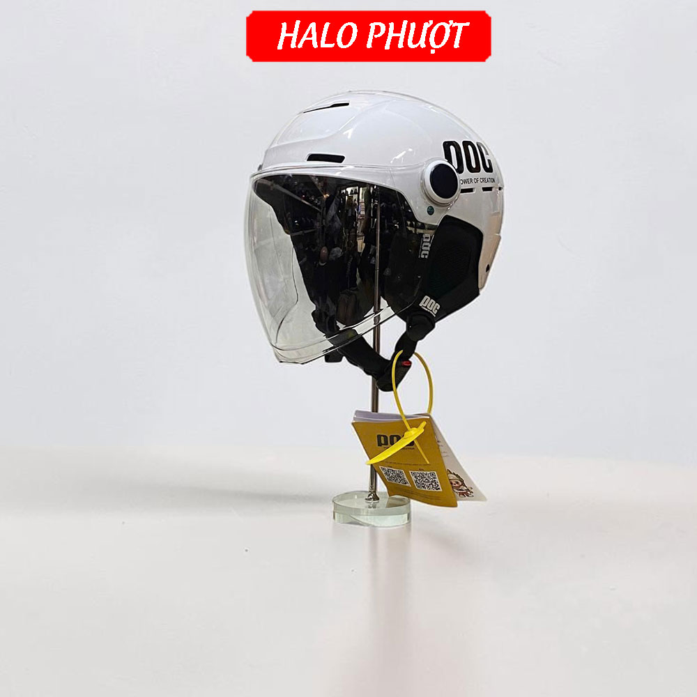 Nón POC P10 Trắng Bóng Kính Dài